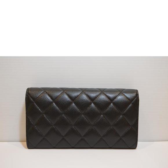 Chanel Caviar Matelasse Wallet Black Bag Long - Picture 1 of 7